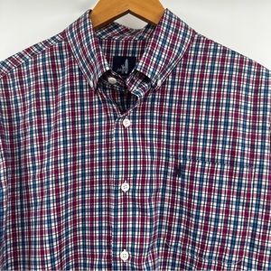 Johnnie‎ O Button Down L Performance Bamboo Rayon Blend Pink White Blue Stripe